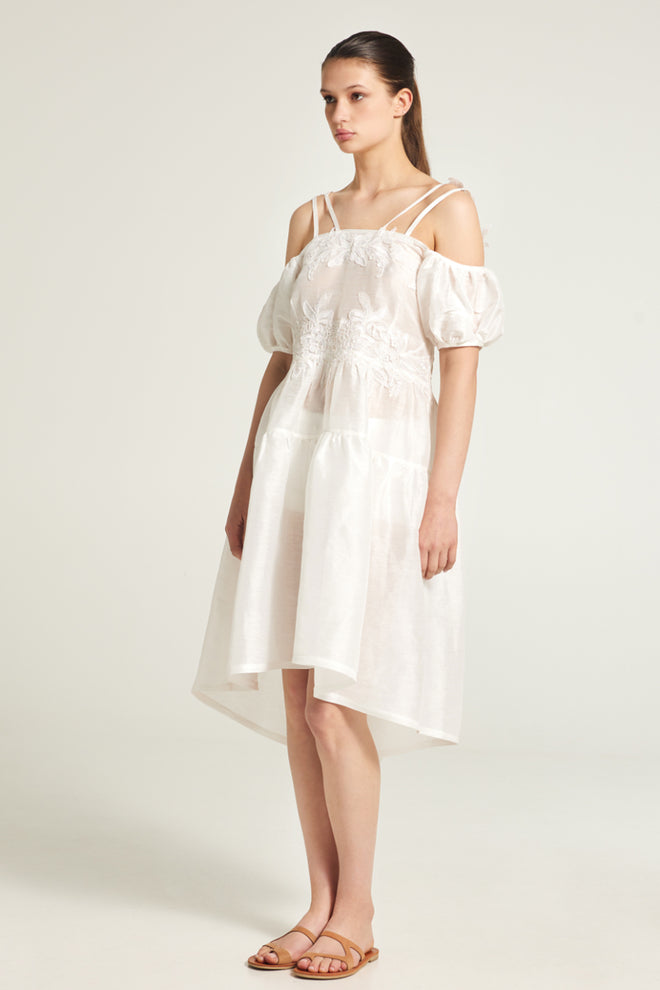 MAURIZIO - Short Silk & Linen Dress