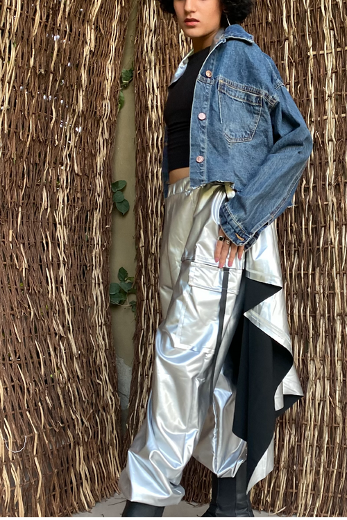 JEANIE - Jean Jacket + Vegan Leather attached cape