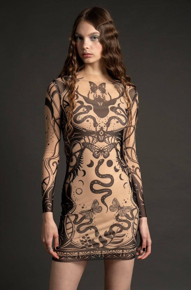PEACE & CHAOS - Bodycon 'Tattoo' Dress