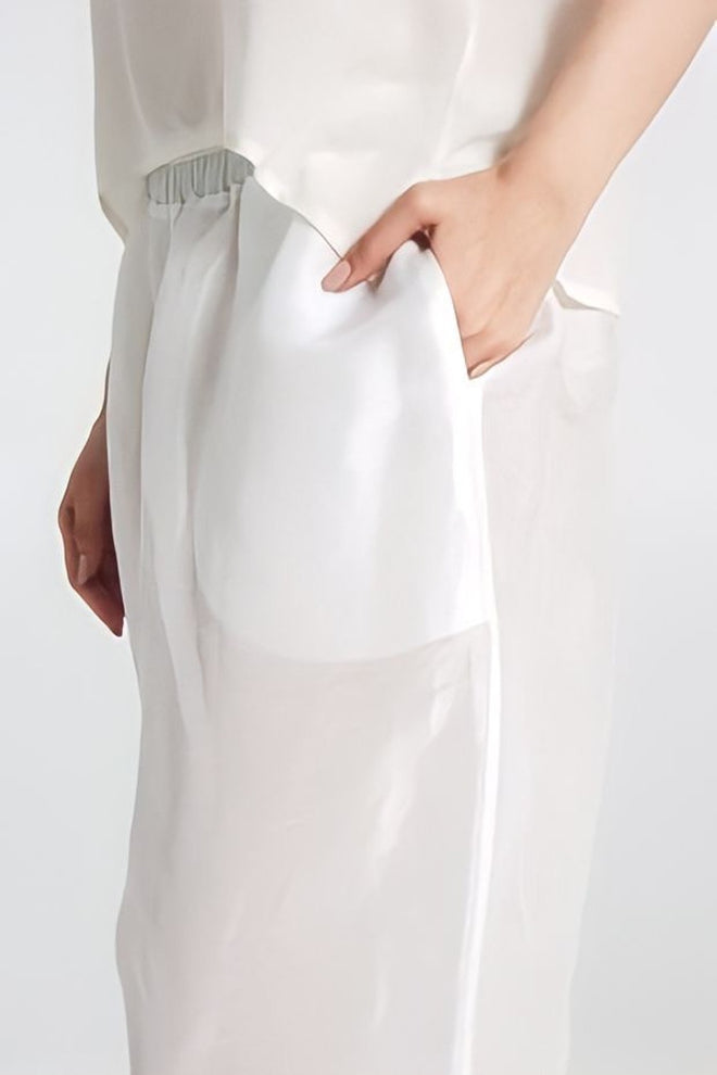 MAURIZIO MYKONOS - White Linen/Silk Trousers - Jolie